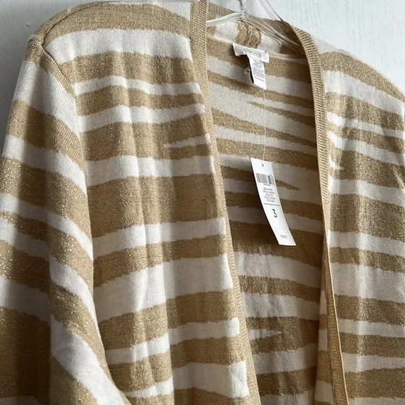Chico’s Zebra Shimmer Fortune Cardigan Sweater Wool Blend Size 3 (US XL/16) NWT - Picture 3 of 11